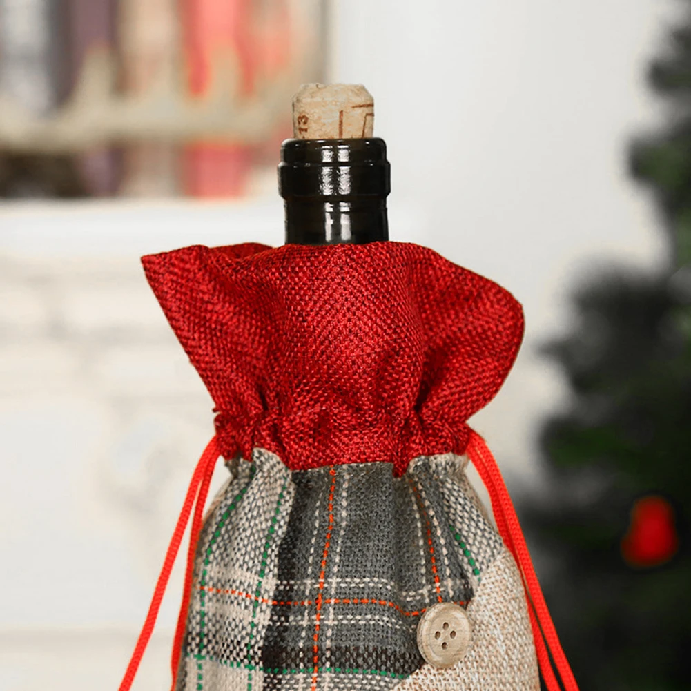 Christmas Wine Bottle Covers Christmas Santa Snowman Elk Wine Bottles Cover Bag Dining Table Decor Party Christmas Supplies