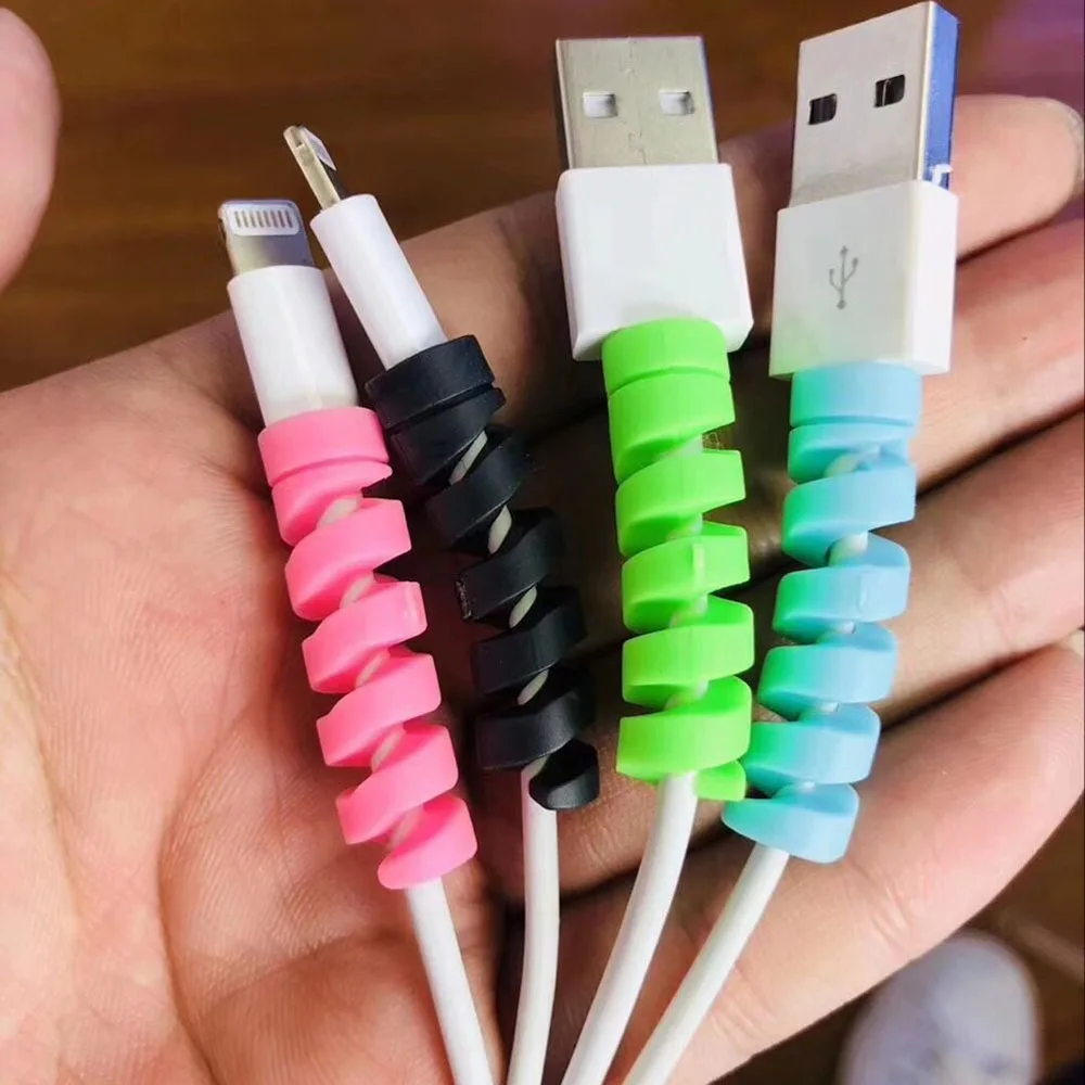 

5PCS Quality Silicone Spiral Cable Protector Data Line Bobbin Winder Protective Tube Cable Cover for iphone Data Line Organizer