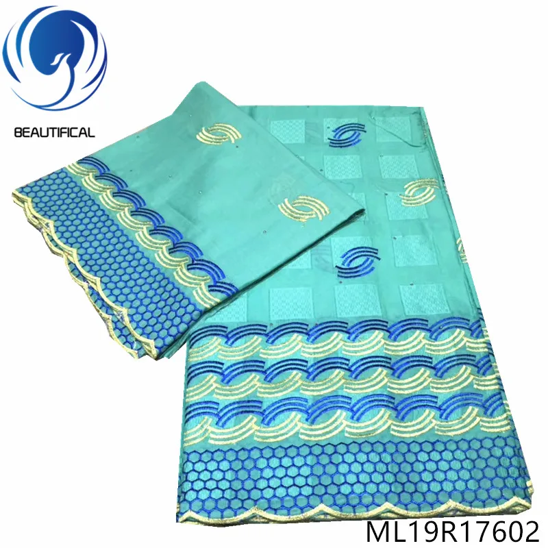 

BEAUTIFICAL african lace fabrics high quality embroidery swiss lace fabric for women dress cotton lace fabric 5+2yards ML19R176