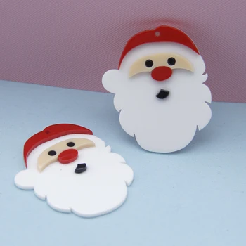 

David accessories 25pcs 40*48mm Santa Claus Christmas Resin Sheet Acrylic With Hole DIY Earring Home Decoration,25Yc8470