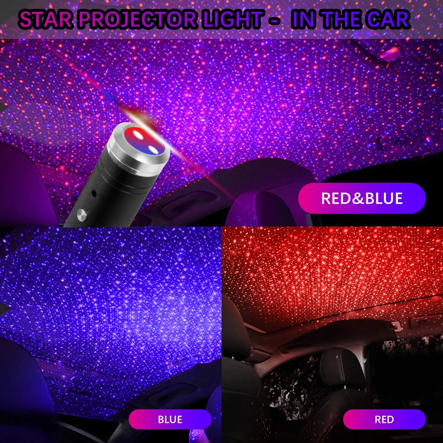 3 Colors Music Control USB LED Starry Sky Projector Night Lights Car Atmosphere Ambient Star Galaxy Lamps Car Roof Ceiling Decor childrens night lights