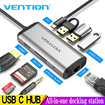 

Vention USB C HUB Type-C to 4K HDMI RJ45 VGA USB 3.0 HUB Dock for MacBook Pro Huawei Mate 30 USB-C 3.1 Splitter Port USB-C HUB