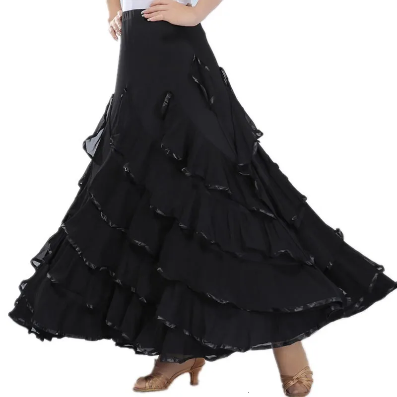 5 Colors Milk Fiber New Modern Dance Dress Female Ballroom Dance Competition Dress Waltz Practice Uniforms Dance Big Hemline (1)