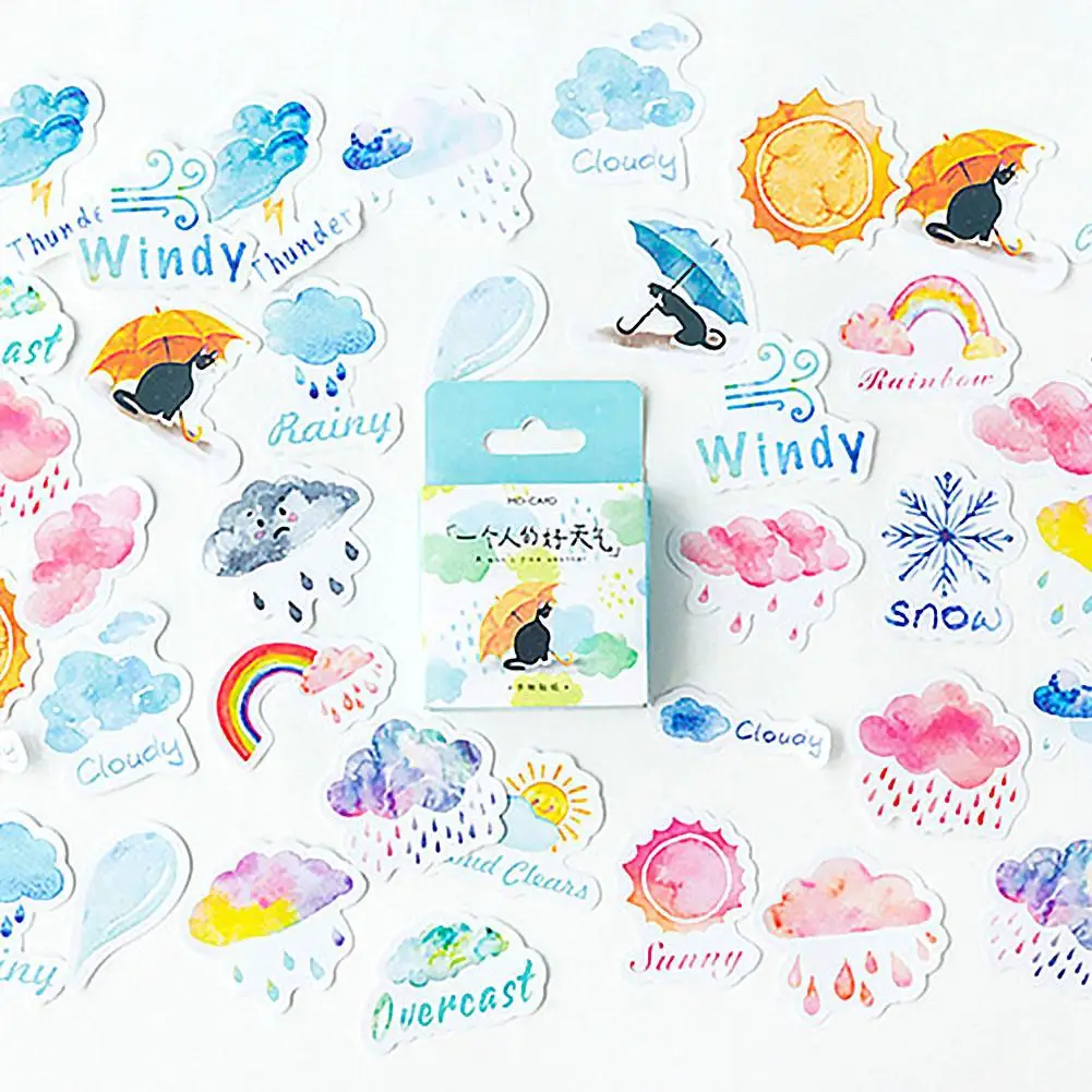 46 шт. Милая наклейка Sun Cloud Weather DIY руководство для багажа украшения в альбом