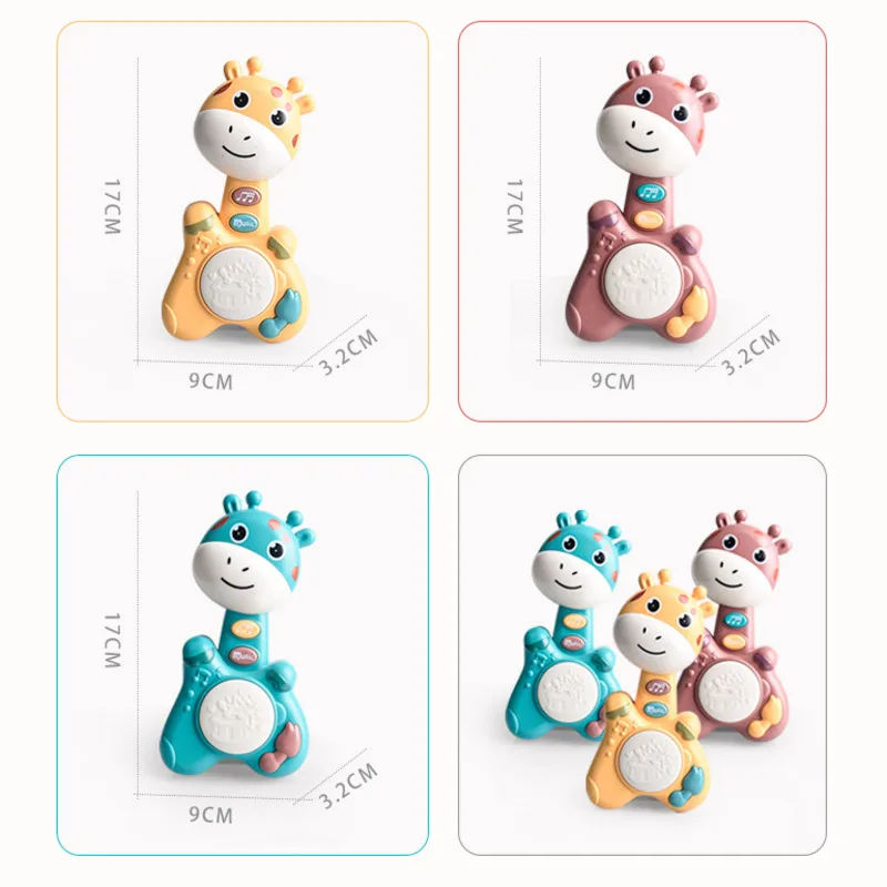 Musical Flashing Baby Rattle Cartoon Deer Hand Drum Early Learning Education Toys Infant Hand Bell Mobile Newborn Weep Tear Toy baby toys,baby rattle toys