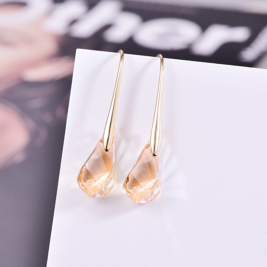 Кристалл SWAROVSKI спираль кулон Висячие серьги для женщин Мода Золотой цвет кулон свисающие серьги ювелирные изделия подарок