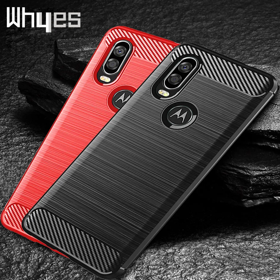 Whyes Силиконовый чехол для Moto One Vision P50 Ударопрочный Мягкий из углеродного волокна