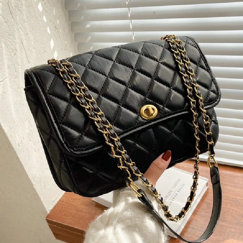 Bolso de diseñador de para mujer, de piel sintética acolchada, cadena, a la moda, 2021|Bolsos de hombro| - AliExpress