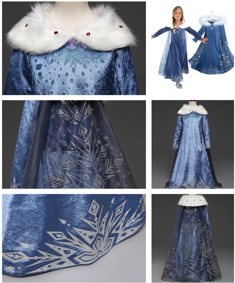 Halloween Elsa Anna Dress Girls Costume Fancy Party Princess Cosplay Baby Dresses Childrens Christmas Birthday Sets Clothes