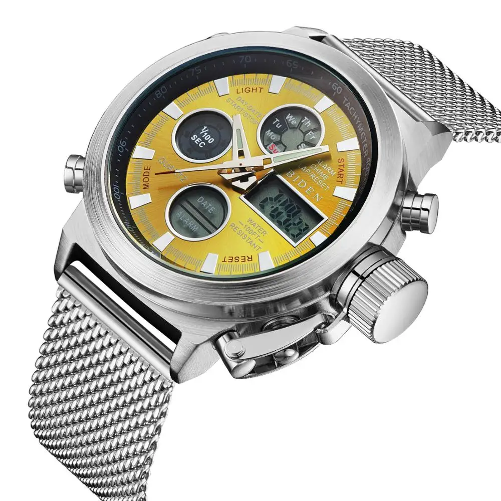 

BIDEN 2019 Men Watch Multifunction Fashion Sports Wrist Watches Stainless Steel Multiple Time Zone Waterproof Relogio Masculino