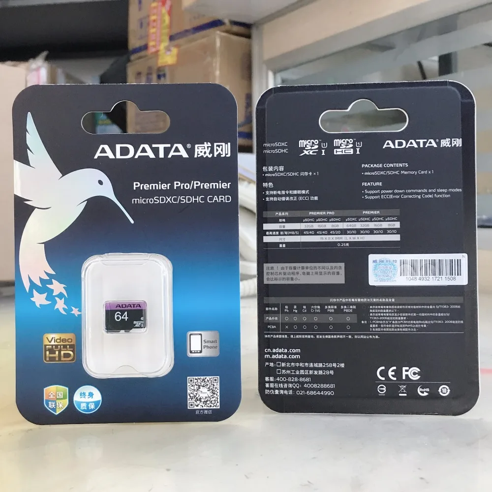 Карта памяти ADATA 16 Гб/32 ГБ/64 ГБ флэш-карты памяти Microsd TF/SD карты для смартфона/планшета