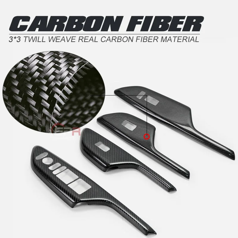 

For Honda 2017 On Civic Type R FK8 Carbon Fiber Door Window Switch Trim (RHD only) Glossy Finish Inner Garnish Cover Set Part