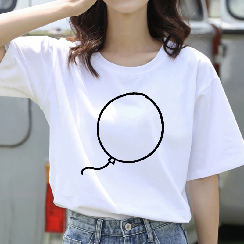 

Cartoon balloon printed t shirt women 90s Graphic T-shirt Harajuku Tops Tee Cute Short Sleeve animal tshirt Female Tshirts