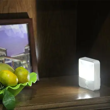 

Adhesive LED Night Lamp Plastic Human Body Induction Sensor Lamp Battery Emergency White Light for Corridor Basement