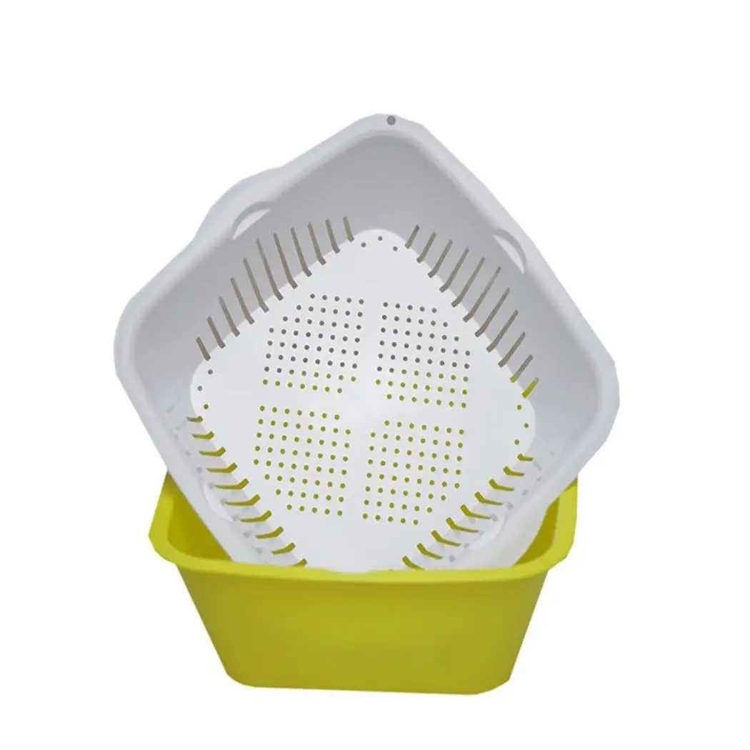 Durable Double Layer Home Kitchen Drain Basket Round Shape, Square Shape Multifunctional Washing Basket
