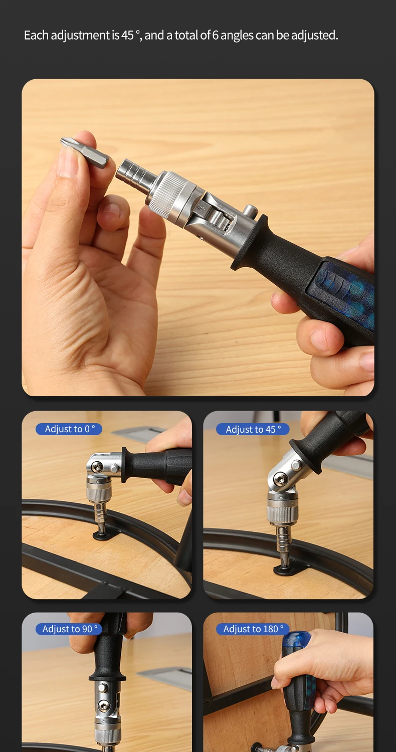 Mehr winkel verstellbarer Ratschen schrauben dreher s2 Material wasserdichter und rostfreier Kompakt schrauben dreher 10-teiliger Bits-Schrauben drehers atz – Detail 6
