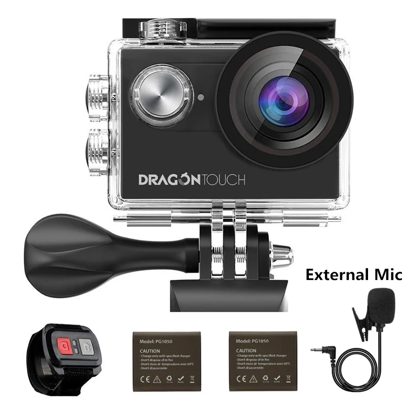 Экшн камера AKASO DragonTouch 4K EIS подводная с разрешением 16 МП дистанционное управление