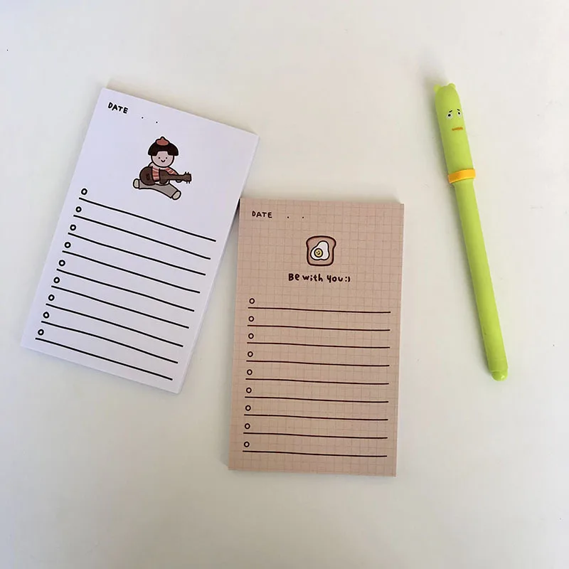 SIXONE 50 Sheets Ins Cartoon Kawaii Girl Note Paper Avocado Handbook Plan Book Memo Pad Portable Notebook Diary Stationery