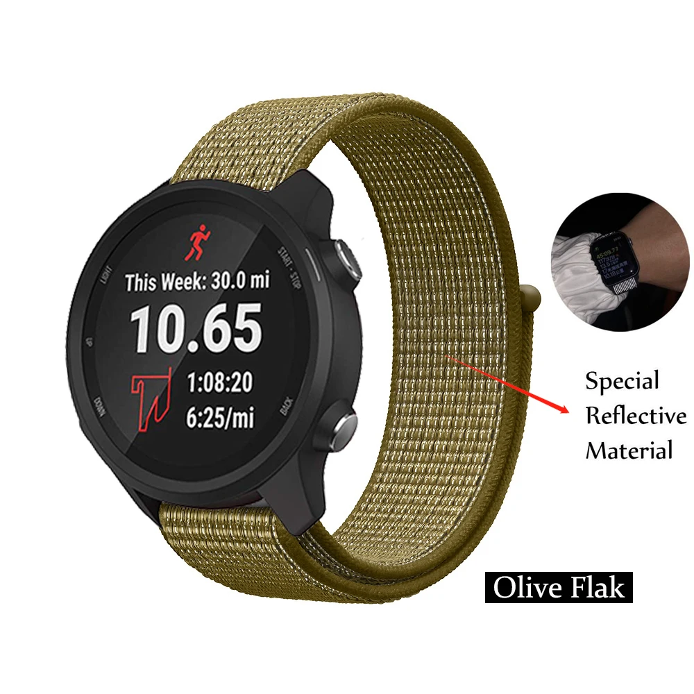 GXV нейлоновая петля светоотражающий ремешок для Garmin Forerunner 245/245 музыка/Forerunner 645 умные часы сменный ремешок спортивный ремешок