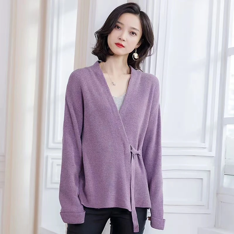 Knitted Women Fall Cardigans Sweater Long Sleeve V-neck Autumn Female Cardigan Open Stitch Fashion Knitwear Outwear Femme Coat |