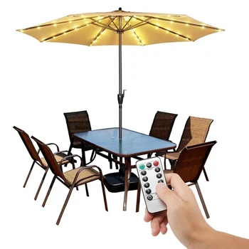 

Patio Umbrella Light String Lights 8 Brightness Modes 104 LED 3AA Battery Operated Waterproof Outdoor Umbrella Light TB