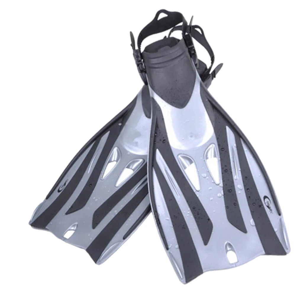 Long Feet Training Diving Fins Adjustable Open Heel Snorkeling Webbed Shoes Swimming Flippers for Unisex Mens Womens