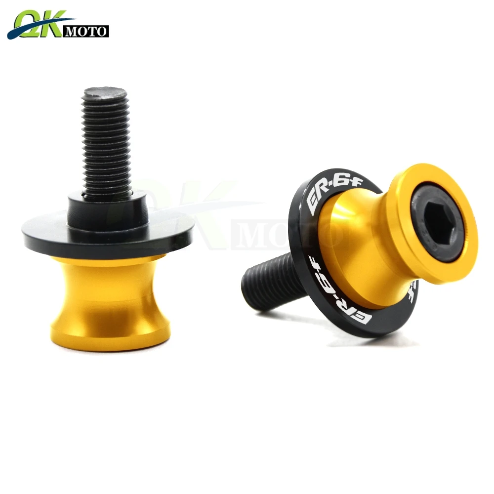 With logo Gold ER6F Мотоцикл 10 мм CNC алюминиевый аксессуар маятник слайдер стенд шпуля Винт поворотный рычаг для Kawasaki ER 6N ER-6F 2006- 2008 2012 - Цвет: With logo Gold ER6F