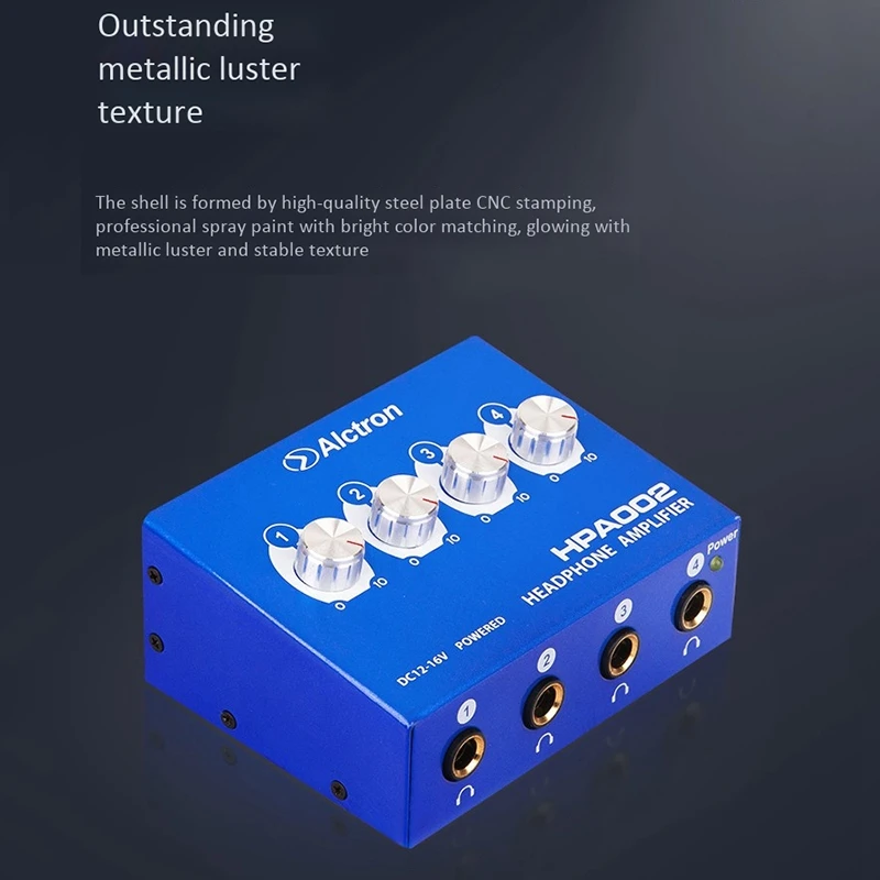 Alctron 4 Channel Portable Stereo Headphone Amplifier Mini Earphone Splitter Amp TRS RCA Headphones Jack US Plug 