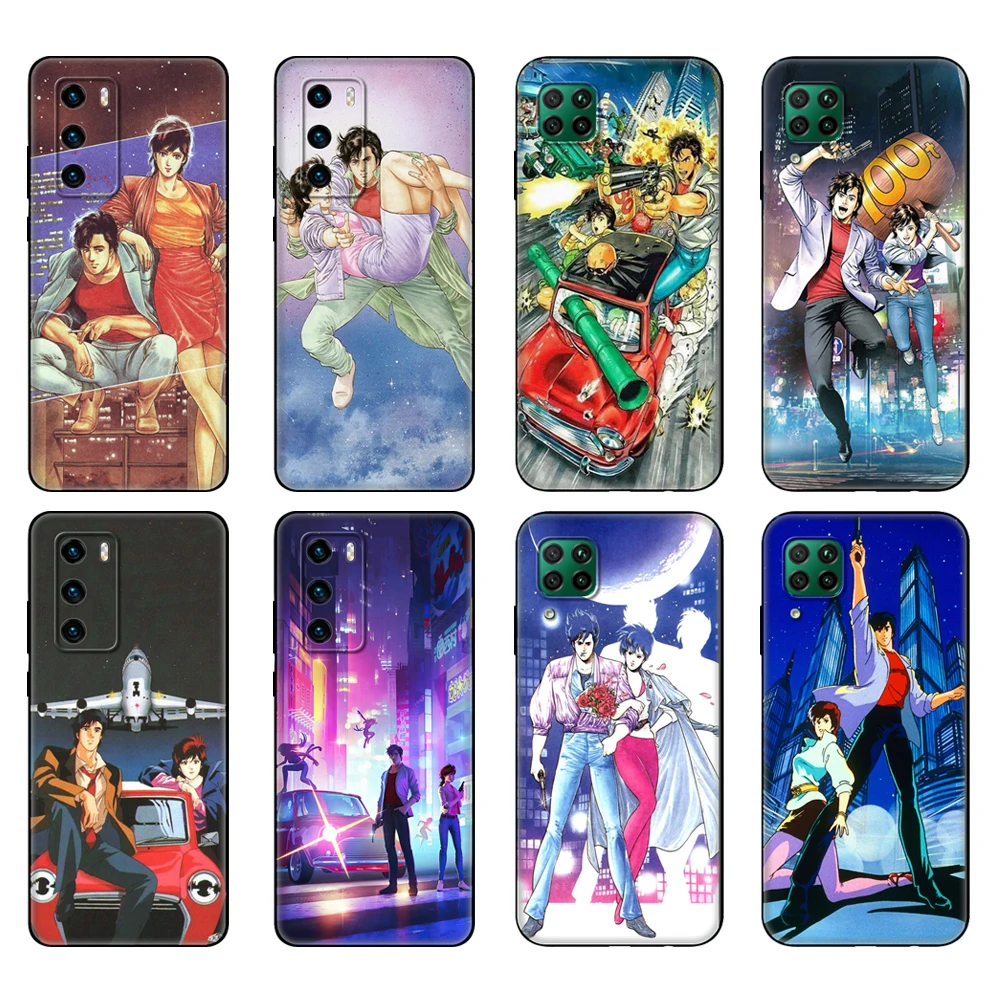 Черный чехол из ТПУ для Huawei P30 Lite Pro P40 LITE E P Smart 2020 с комиксом City Hunter | Мобильные