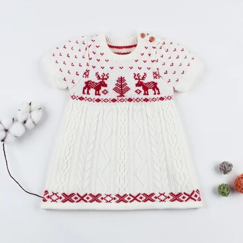 

Kids Girlss Christmas Style Knit Short Sleeve Dress