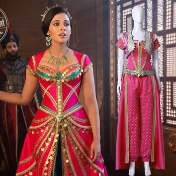 

2019 Movie Aladdin Princess Jasmine Cosplay Costume Fancy Dress Halloween Costumes Aladdin Jasmine Outfit Women Fancy Top Pants