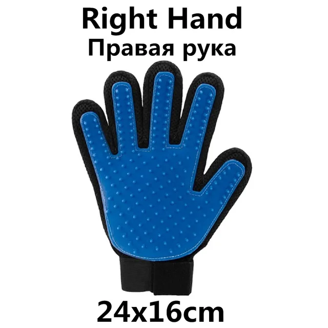 guante para gato dog Grooming Glove pet products mascotas cat Deshedding Hair Remove Cleaning Puppy Massage dla psa gatos perros Blue Right Hand