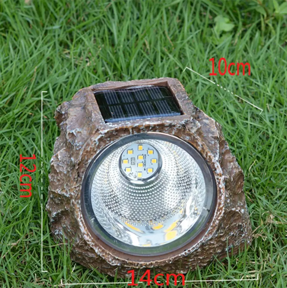 SOLLED 1PC Solar Simulate Resin Stone Lamp Warm Light for Courtyard Park Decor
