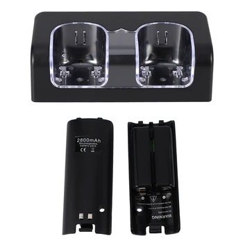

Dual Charging Battery Pack Handle Base Charger Blue LED Light Remote Control Dual Charging Base Suitable for Wii