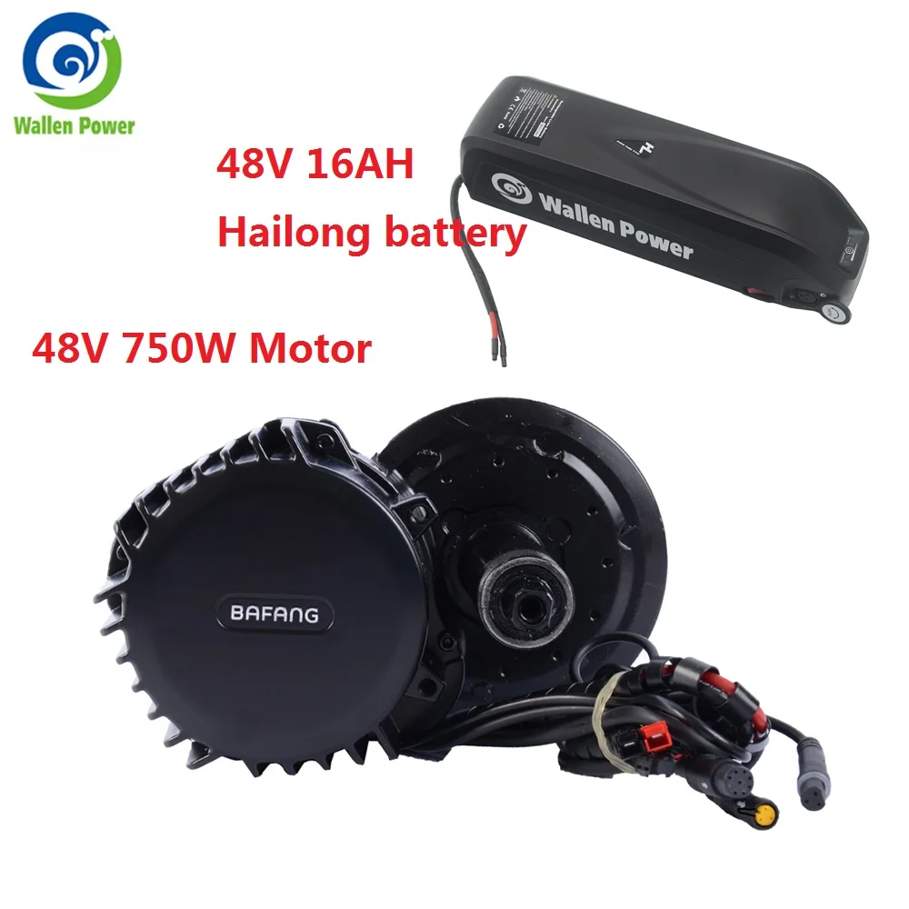 48Vmotor and battery 8Fun 48V 750W BBS02 mid рукоятки приводной комплект для переоборудования электрического велосипеда bafang двигатель с 48V 16AH хайлон, фара для электровелосипеда в батарея - Цвет: 48Vmotor and battery