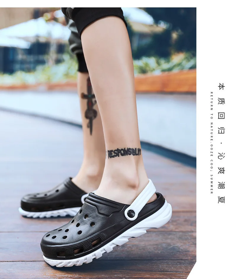 Summer New Style MEN'S Sandals Closed-toe Hollow out Large Size Beach Porous Shoes Thick Bottomed Anti-slip Outdoor Sandals