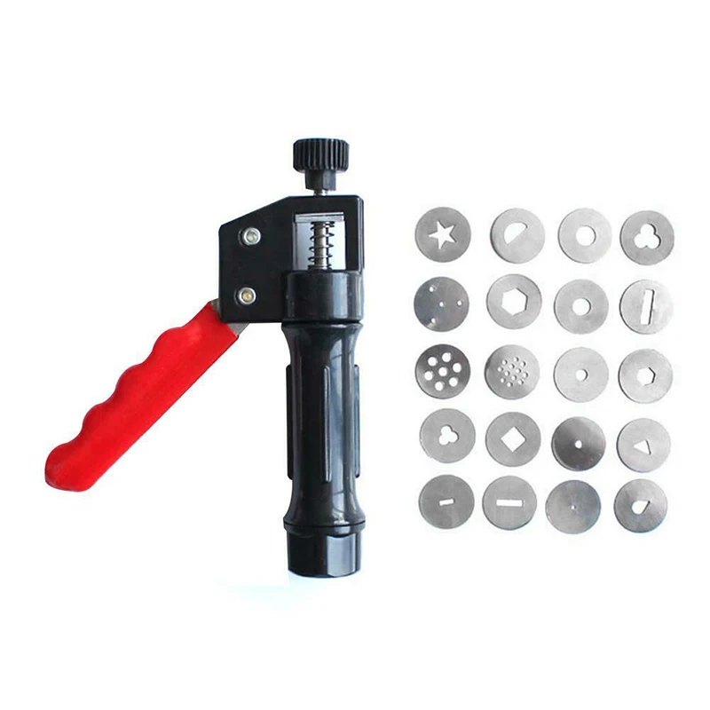 

Clay Extruder Hand-held Soft Clay Mud Squeezer with 20 Different Nozzles Biscuit Cake Decorating J99Store