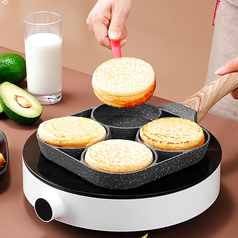 Non-stick Four-hole Omelet Pan For Eggs Ham PanCake Maker Frying Pans Creative No Oil-smoke Breakfast Grill Cooking Pot | Дом и сад