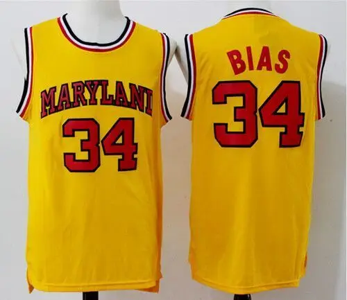

high quality #34 LEN BIAS 1985 MARYLAND TERPS Retro throwback Basketball Jersey Embroidery Stitched