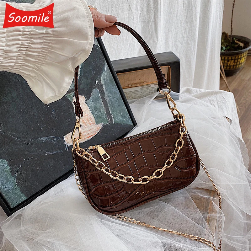 Soomile 2020 new women chain handbag shoulder bag Mini PU Leather Crossbody Bags young Ladies Zipper Small Messenger Hand Bag | Багаж и