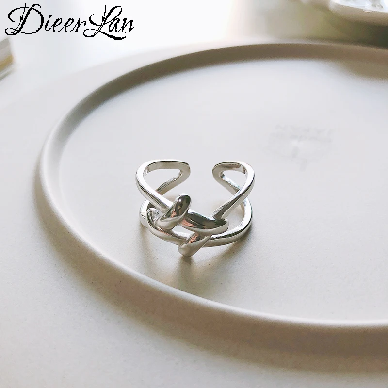 DIEERLAN Bijoux индивидуальные 925 пробы серебряные полые кольца для женщин Свадебные украшения регулируемый античный перстень Anillos