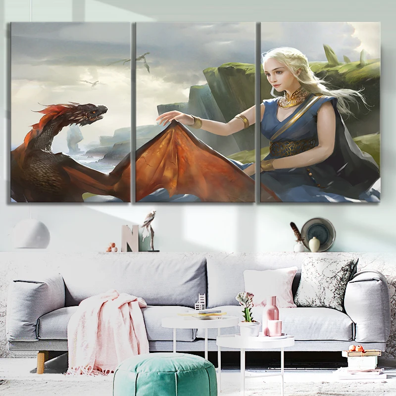 

Mother of Dragons Daenerys Targaryen Digital Art Frameless Paintings Game of Thrones Movie Poster Canvas Art Wall Paintings