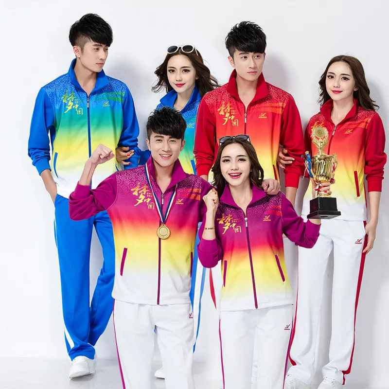 

China Dream Sports Clothing Set Men And Women Jiamusi Square Dance Fitness Exercise Service Group Clothes South Korean Silk Spri
