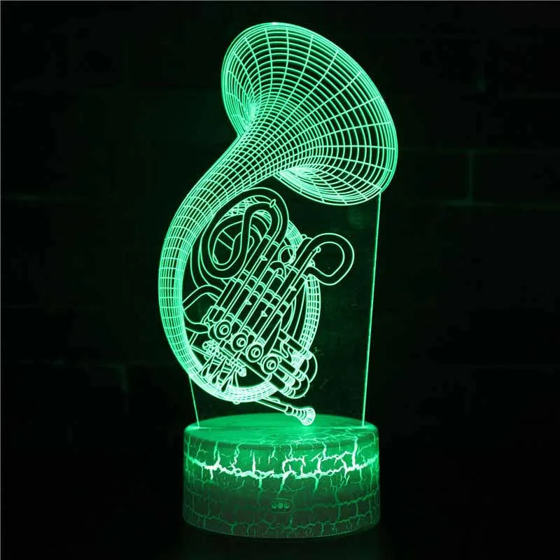 HQXING 3D Illusion Night Light Led USB 7 Colors Musical Instrument Night Lamp Violin Horn Piano Guitar Lamps Kids Gifts bright night light