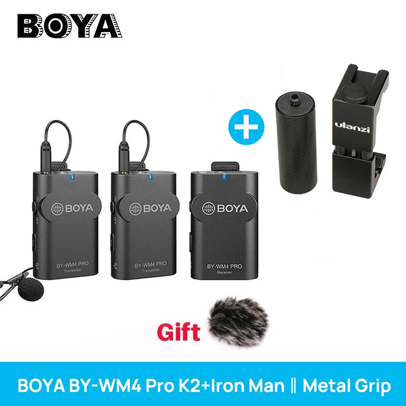 Беспроводной микрофон Boya BY WM4 PRO K1 K2 для iPhone X 8/Android/DSLR петличный записи видео|wireless
