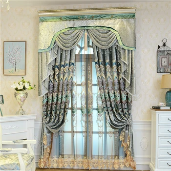 

American crack style luxury embroidered villa floor-to-ceiling curtains for living room and bedroom with high quality curtains