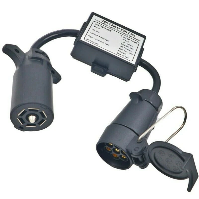 USA to EU Trailer Light Converter US 7-Way Blade Socket to EU 7-Pin Round Plug trailer plug adapter