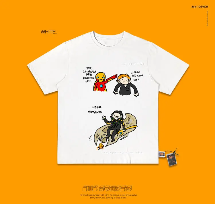Wang You Disease Studio Hong Kong Flavor Chia Wind Hand Doodle футболка для мужчин и женщин Boyfriend Wind Tee