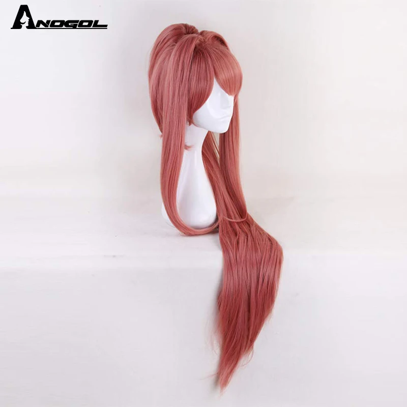 ANOGOL Monika Doki Doki Literature Club Yuri Sayori DDLC High temperature fiber Synthetic Cosplay Wigs For Girls Halloween