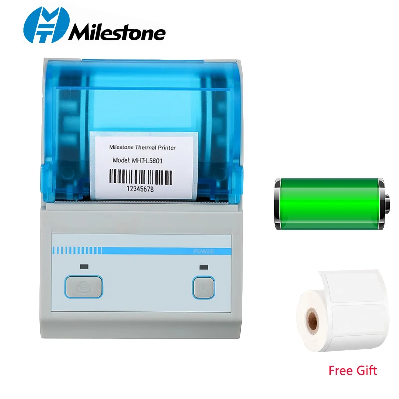Портативный термопринтер для этикеток Mileston 58 мм Bluetooth 4 0 перезаряжаемая батарея |